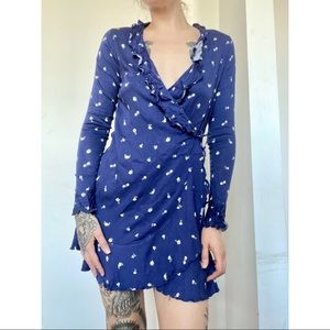UO Long-Sleeve Wrap Dress